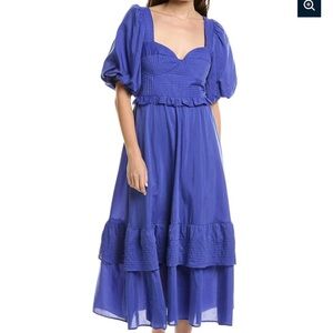 FARM Rio Blue Puff Sleeve Dress